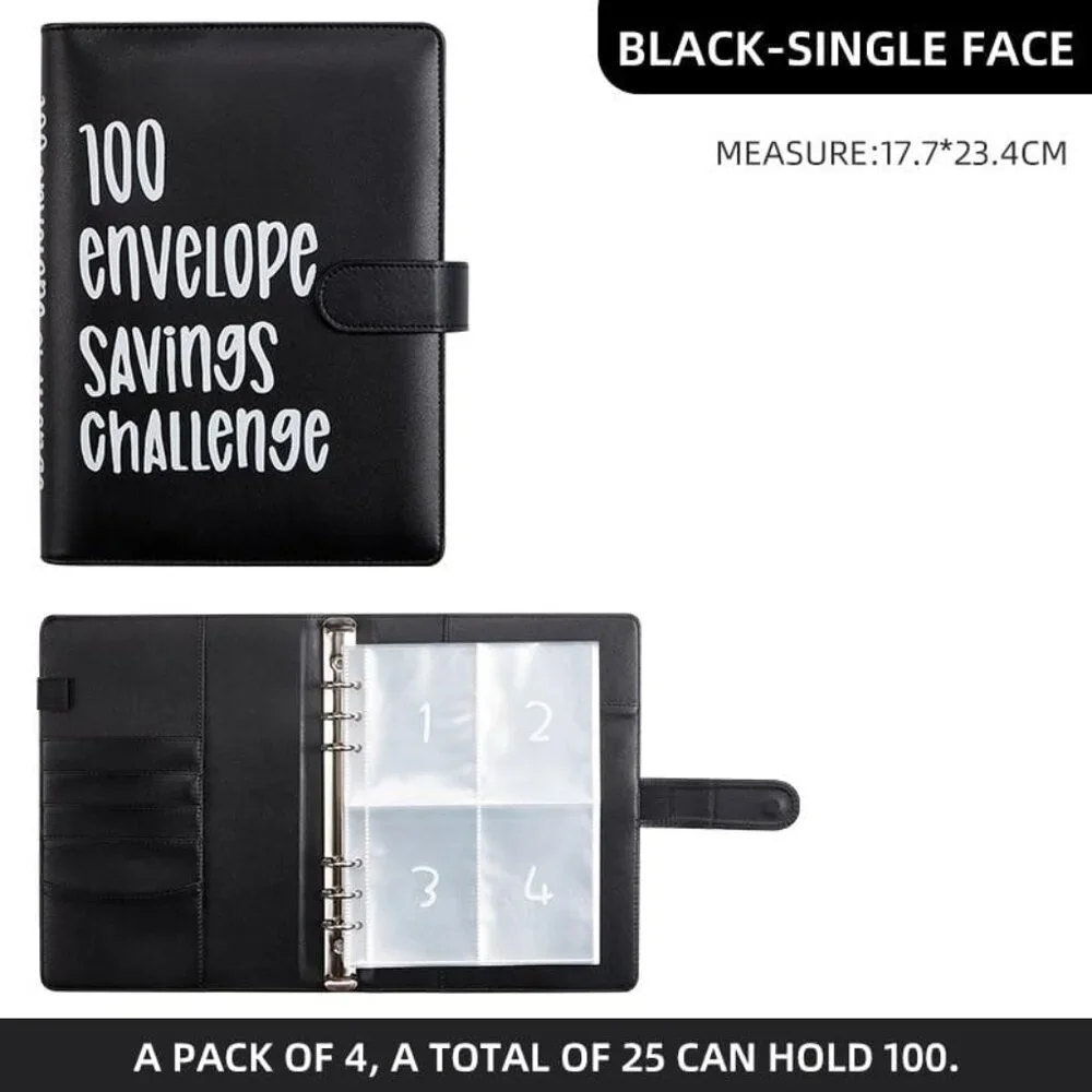 100 Envelope Money Savings Challenge Binder $5,500 (Black)